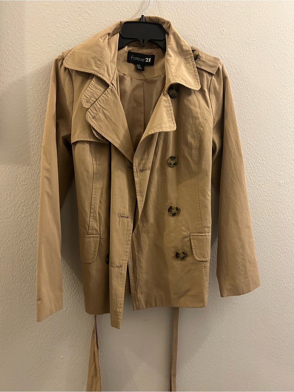 Forever 21 Tan Double-Breasted Trench Coat